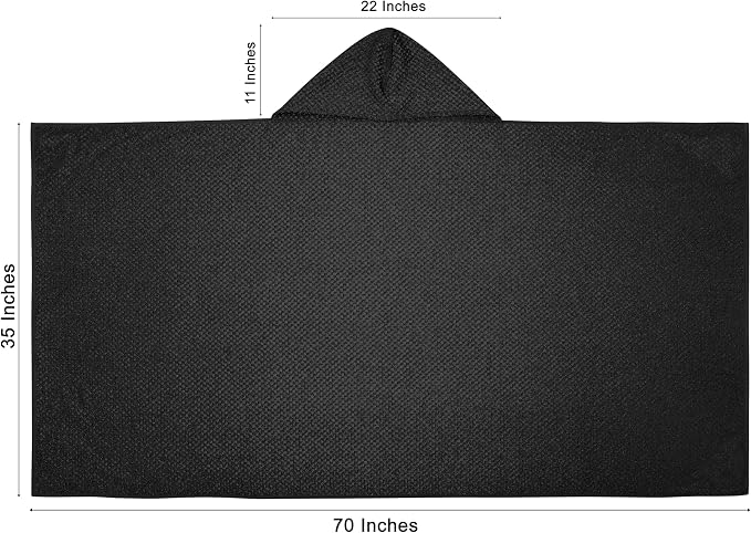 COTTON CRAFT Hooded Bath Towel for Adults – 100% Cotton Waffle Weave Towel | Oversized 35 x 70 inches Ringspun Terry Bath Sheet Wrap with a hood - Soft Super Absorbent Quick Dry – 450 GSM – Black