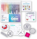 A Brighter Year Large Color The Cosmos Cancer Bundle - Adult Mini Coloring Book (3" x 3" - 50 Pages), Post It Notes (50-3” x 3”), Stickers, & Gel Pens - Stress Relief, Mindfulness, Gift, Travel