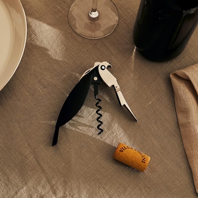 Alessi AAM32 B Parrot - Sommelier Design Corkscrew, Cast Aluminum and PC, Black