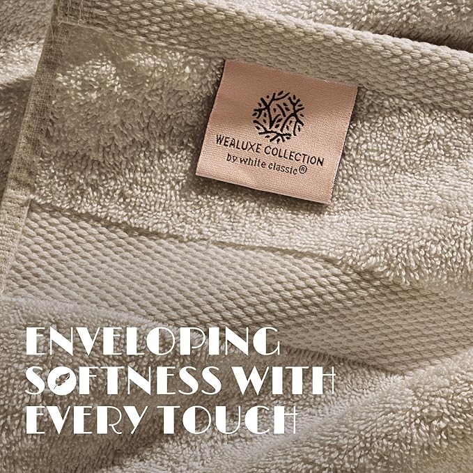 Wealuxe Taupe Bath Towels 27x54 Inch, Cotton Towel Set for Bathroom, Hotel, Gym, Spa, Soft Extra Absorbent Quick Dry 4 Pack