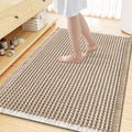 Smiry Waffle Bath Mat 59x35, Extra Soft Absorbent Bathroom Rugs, Non Slip Machine Washable Quick Dry Bath Rugs for Bathroom Floor, Tub, Shower, Home Decor Accessories, Brown & Cream