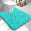 OLANLY Toilet Rugs U-Shaped 24x24, Extra Soft Absorbent Chenille Contour Bathroom Rugs for Toilet, Dry Quickly, Machine Washable, Non-Slip Bath Mat, Teal