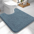 OLANLY Toilet Rugs U-Shaped 24x24, Extra Soft Absorbent Chenille Contour Bathroom Rugs for Toilet, Dry Quickly, Machine Washable, Non-Slip Bath Mat, Airy Blue