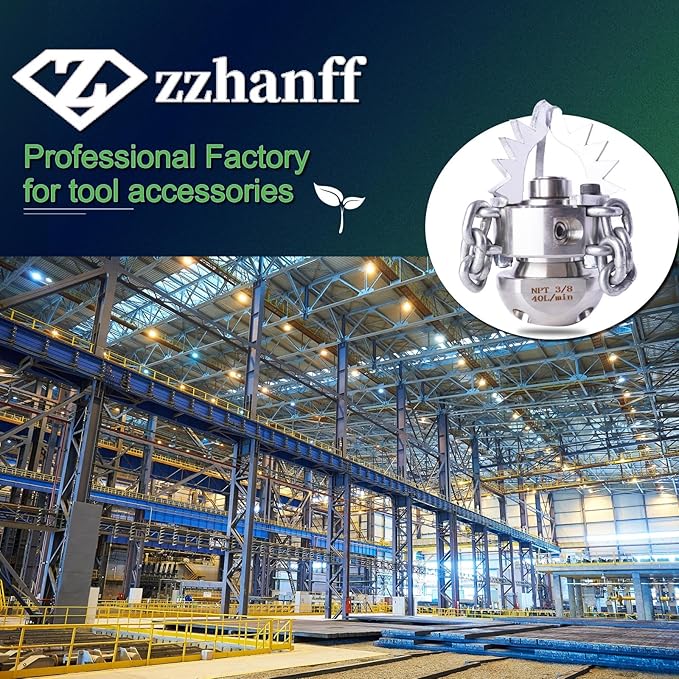 3/8 NPT Sewer Jetter Rotating Nozzle - Cutting Roots, for 2900 psi, 40L/Min (10.57GPM) Pressure Washers, Stainless Steel Drain Cleaning Tool, for Household sewers, Commercial Pipelines