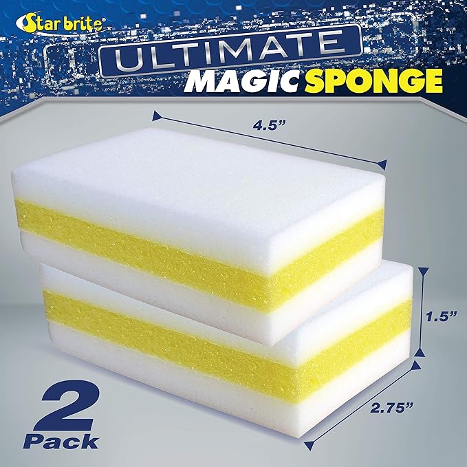 STAR BRITE Ultimate Magic Sponge - Boat Scuff Eraser Melamine Scrubber with Reinforced Core - 2 Pack (041000)