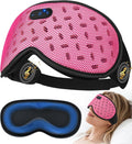 MUSICOZY Bluetooth Sleep Mask, Cooling Weighted Eye Mask with Bluetooth Headphones for Side Sleepers, 3D Contoured Relaxing No Pressure Eye Cover to Block Light for Night Sleeping(Grid Pink)