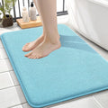 OLANLY Memory Foam Small Bathroom Rugs 24x16, Absorbent Bath Mat, Sky Blue | Soft Quick Dry Bath Mat Rugs, Non-Slip, Machine Washable Mat for Bathroom Floor, Tub and Shower, Home Decor Accessories