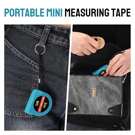 Copkim 50 Pcs 6 FT Mini Tape Measure Retractable Bulk Small Measuring Tape Pocket Size Measurement Tool for Operation Christmas Items Party Favor Gifts Stuffers for Men(Lake Blue)