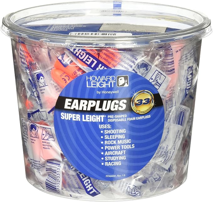 Howard Leight by Honeywell Super Leight Disposable Foam Shooting Earplugs, 100-Pair (R-33133) , Orange
