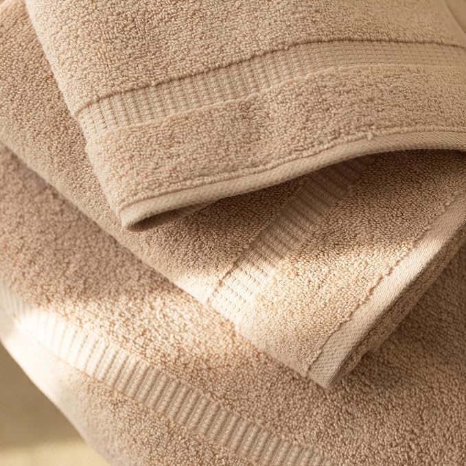 SALBAKOS 6-Piece 100% Turkish Cotton Hand Towels, 16x30 inch, Taupe | Large Size Thick Super Soft Highly Absorbent, Versatile Hair Face & Hand Drying Towel, Premium Hotel Quality Made in Turkey