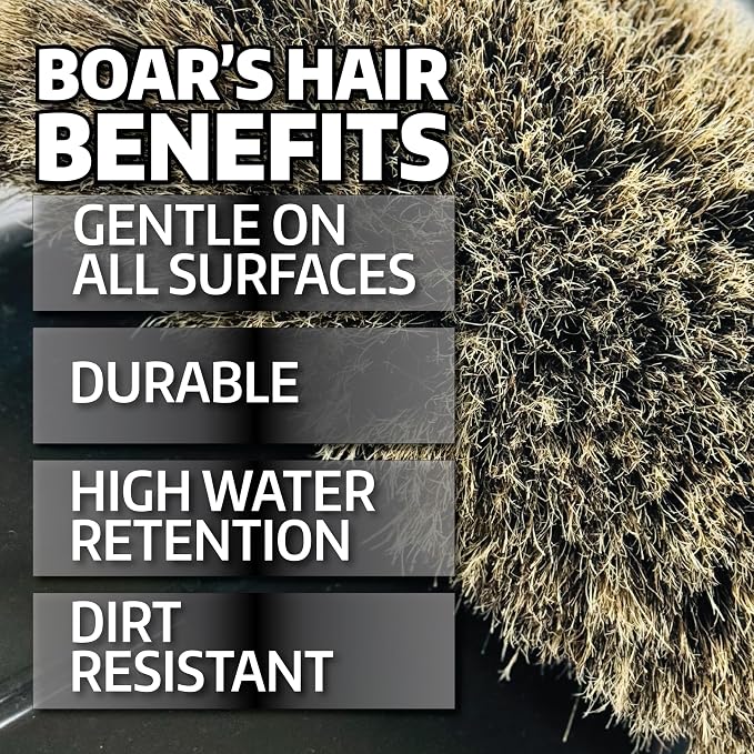 Montana Boar's Hair Wash Brush PLUS | Premium Curved Bristles for Effective Cleaning | Safely Lifts Dirt Without Scratching Paint or Clear Coat | Durable & Versatile for Cars, Trucks & RVs | MB-403