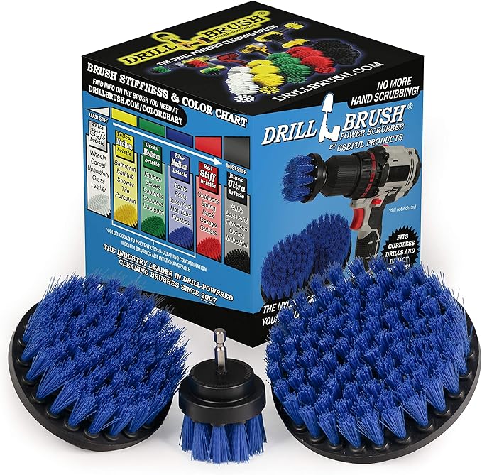 Kayak - Canoe - Yacht - Raft - Drill Brush - Boat Accessories - Fiberglass - Hull Cleaner - Cleaning Supplies - Pond Scum, Oil Residue, Weeds, Barnacles, Oxidation - Spin Brush Kit
