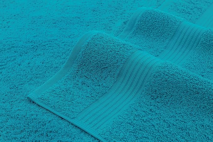 American Veteran Towel, 100% Cotton Turkish 6 Piece Towel Set Luxury Towels Set of 6 for Bathroom Essentials 2 Bath Towels 2 Hand Towels 2 Washcloths, Aqua Blue