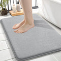 OLANLY Memory Foam Small Bathroom Rug 24x16, Absorbent Bath Mat, Light Grey | Soft Quick Dry Bath Mat Rugs, Non-Slip, Machine Washable Mat for Bathroom Floor, Tub and Shower, Home Decor Accessories