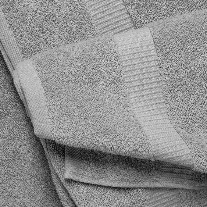 SALBAKOS 100% Turkish Cotton Bathroom Towel Set of 6-Piece, Silver | 630 Gsm Thick Super Soft Highly Absorbent 2 Bath + 2 Hand + 2 Washcloth Towels Sets, Giftable, Hotel Quality, Made in Turkey