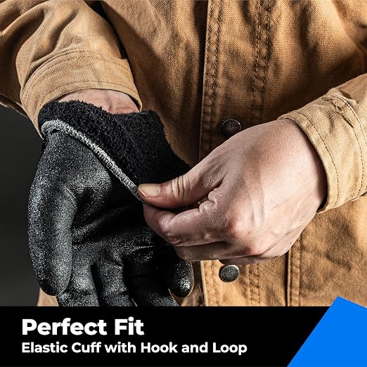 toolant Waterproof Winter Work Gloves, Double Nitrile Oil Resistant Grip | Thermal Insulation, Waterproof Protection in Freezer Work, Construction, Mechanics, Mining, Plumbing, Black, Medium