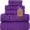 Hawmam Linen Purple 6 Piece Bath Towels Set for Bathroom Original Turkish Cotton Soft, Absorbent and Premium 2 Bath Towels, 2 Hand Towels, 2 Washcloths