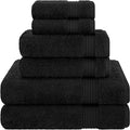 Cotton Paradise 100% Cotton Turkish Towel Set, Soft Absorbent Quick Dry, 6 Piece Towel Set, Coal Black