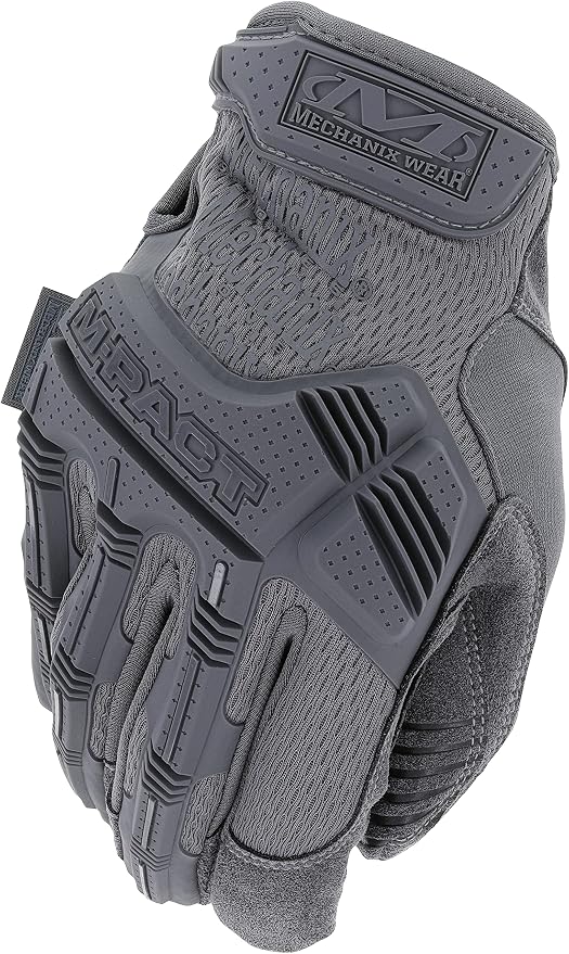 Mechanix Wear: M-Pact Tactical Gloves with Secure Fit, Touchscreen Capable Safety Gloves for Men, Work Gloves with Impact Protection and Vibration Absorption (Grey, Medium)