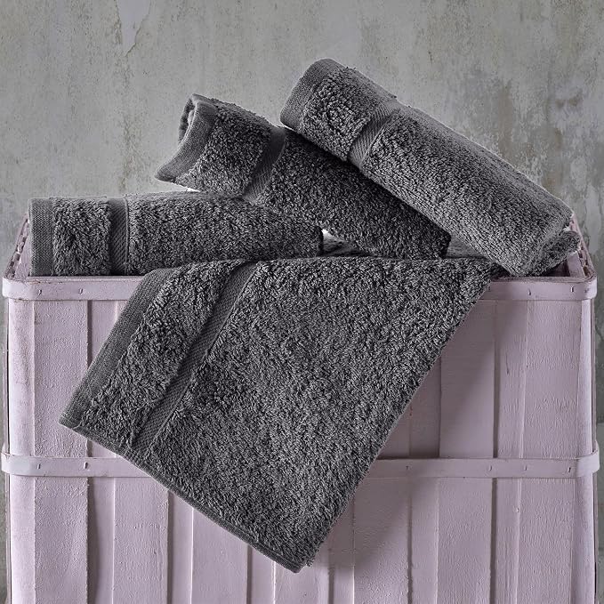 Washcloth Linen Set Premium Original Turkish Cotton, Hotel Quality for Maximum Softness & Absorbency Face Towels for Hand, Kitchen & Cleaning (Grey Washcloths Set)