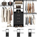 Armocity 96" Wood Closet System with 3 Enclosed Drawers & 3 Solid Shelves, 8FT Adjustable Closet Organizers and Storage, Heavy Duty Modular Wardrobe for Reach-In & Walk-In, 1000 LBS Load, Black