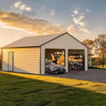 25 x 33 FT Metal Shed, 2 Car Prefab Garage with Side Entry Door, Double Garage Shed with 16 GA Steel Frame, Extra Large Outdoor Storage Building for Truck, Boat, Power Tools, Cream