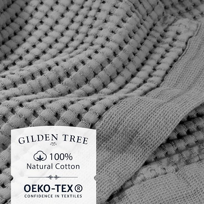 GILDEN TREE Waffle Towel Set Quick Dry Thin | 2 Bath Towels | 2 Hand Towels | 2 Washcloths, Modern Style (Slate)