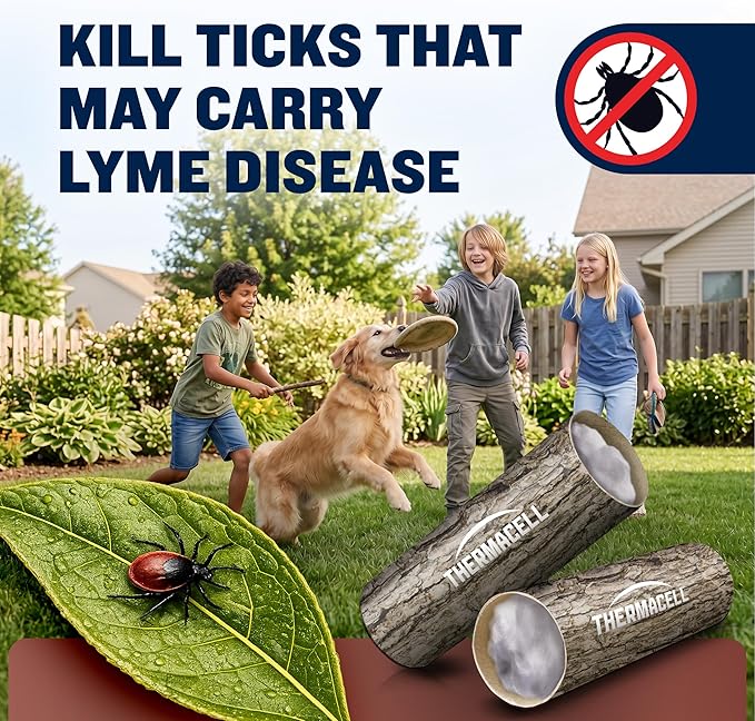 Thermacell Tick Control Tubes; 12 Per Box; No Spray, Easy-to-Use; Kills Ticks That May Carry Lyme Disease; Place in Backyard, Gardens or Wooded Areas Twice a Year; Won’t Harm Kids, Pets or Environment