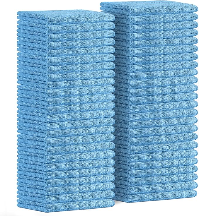Avalon Towels Microfiber Cleaning Cloths (Value Pack of 48) - Size 16 x 16 Inches, Highly Absorbent Cleaning Rags, Lint Free, Reusable and Washable, Microfiber Towels for Cars