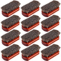 LemonRoad 12 Pcs Bulk Leather Horse Hairbrush Shoe Shining Brush with Wooden Concaved Handle Upholstery Cleaning Brush for Boots, Car Seats, Leather Sofas, Furniture, Wallets, Bags