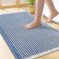 Smiry Waffle Bath Mat 24x16, Extra Soft Absorbent Bathroom Rugs, Non Slip Machine Washable Quick Dry Bath Rugs for Bathroom Floor, Tub, Shower, Home Decor Accessories, Blue & Cream