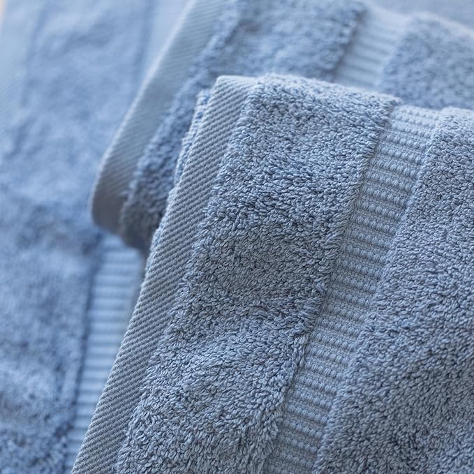 SALBAKOS 6-Piece 100% Turkish Cotton Hand Towels, 16x30 inch, Blue | Large Size Thick Super Soft Highly Absorbent, Versatile Hair Face & Hand Drying Towel, Premium Hotel Quality Made in Turkey
