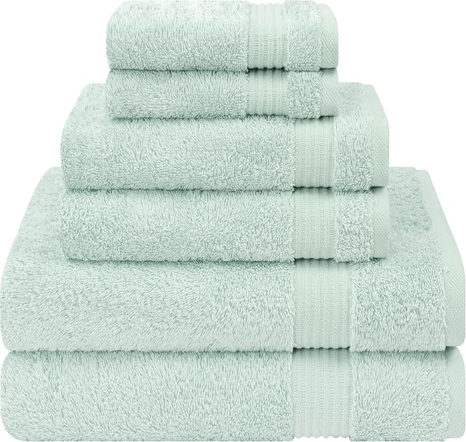 Cotton Paradise 6 Piece Towel Set, 100% Cotton Soft Absorbent Turkish Towels for Bathroom, 2 Bath Towels 2 Hand Towels 2 Washcloths, Mint Towel Set