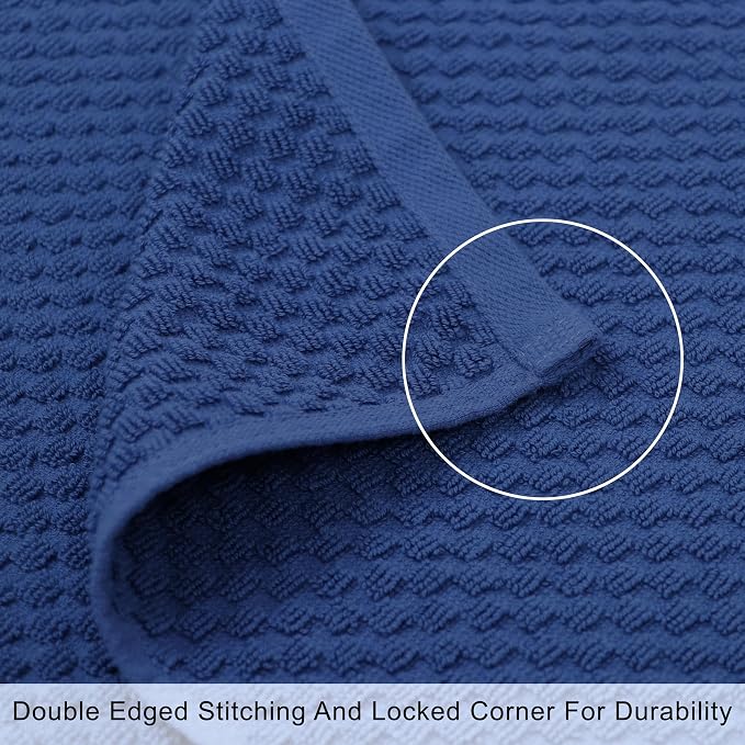 COTTON CRAFT Euro Spa Waffle Wash Cloth - Set of 12 Blue Washcloth | Luxury Face Towel Set - 100% Cotton - Soft Plush Absorbent Low Lint Quick Dry - Gym Shower Beach Bath Kitchen - 12x12 inches