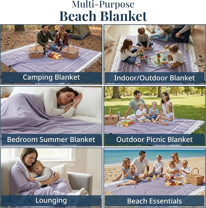 LANE LINEN Beach Blanket Sand Free Quick Dry & Soft Beach Towel - Day Break