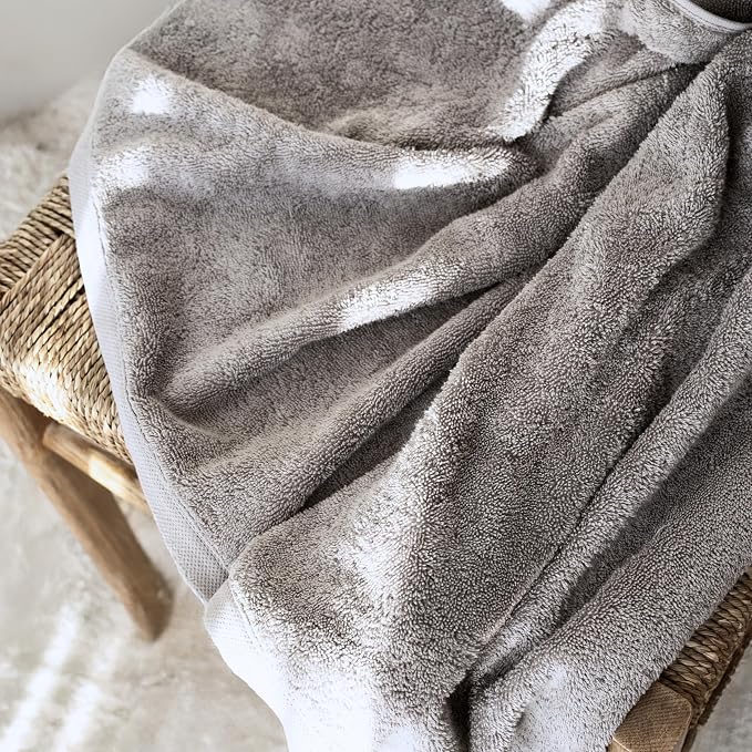 SALBAKOS 4-Piece 100% Turkish Cotton Bath Towels, 27x54 inch, Silver | Standard Size, 630 Gsm Thick Super Soft Highly Absorbent Quick-Dry Bathroom Towel, Premium Hotel & Spa Quality Made in Turkey