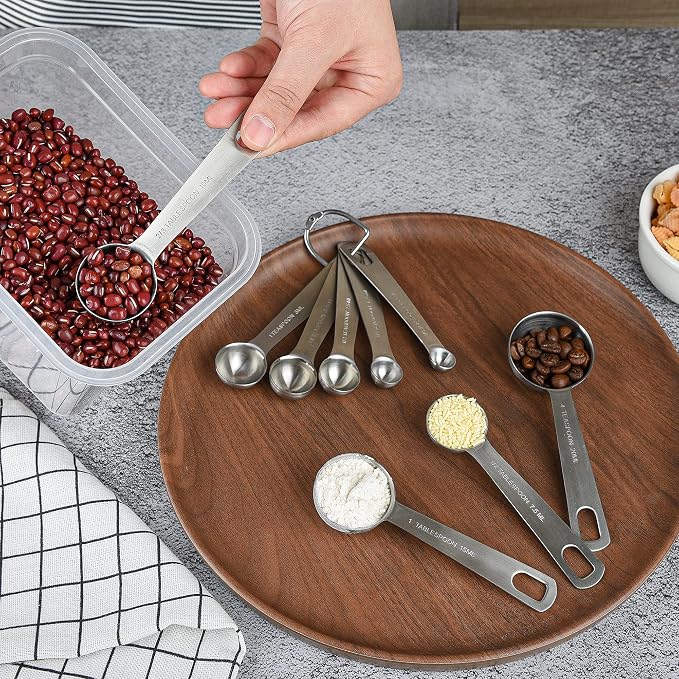 Measuring Cups and Spoons Set 18, Metric&US 18/8 Stainless Steel Measuring Cups and Spoons for Kitchen &Baking, Metal Measue Cup and Spoon for Dry&Liquid, 8 Measure Cups&9 Spoons w/Leveler