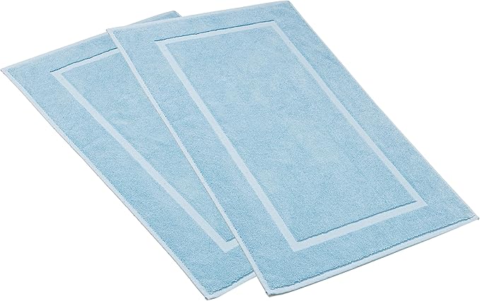 HILLFAIR-900 GSM-100% Ringspun Cotton Floor Towels mat- Hotel-Spa Tub-Shower Bathroom Floor mat Towels- 21 x 34 Inch- Terry Cotton Bath Mat, Machine Washable, Absorbent-2 Peice Towel Set- Ocean Blue