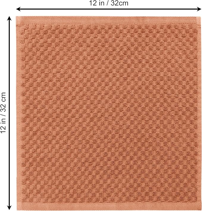 COTTON CRAFT Euro Spa Waffle Wash Cloth - Set of 12 Mocha Washcloth | Luxury Face Towel Set - 100% Cotton - Soft Plush Absorbent Low Lint Quick Dry - Gym Shower Beach Bath Kitchen - 12x12 inches