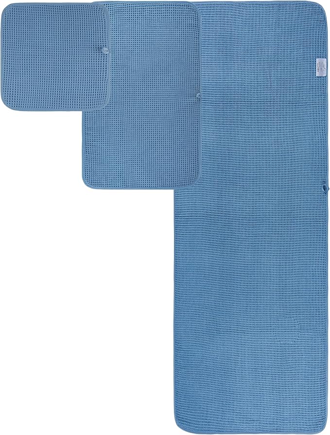 POLYTE 430 GSM Microfiber Quick Dry Lint Free Oversize Bath Towel Set, 6 Piece (Waffle Weave)