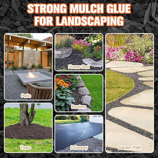 Mulch Binder, Rock Glue for Landscaping, Pea Gravel Binder 4 Gallon Max Cover, Strong Mulch Anchor, Rock Lock Landscape Adhesive for Slopes, Flower Beds, Fast Dry & Safe for Plants Pets