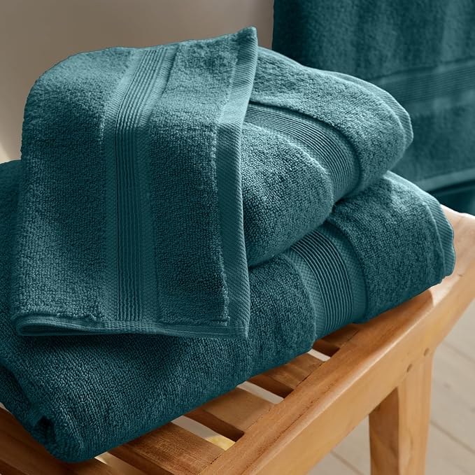 Springtree Home Luxury Bamboo Rayon Plush Bath Towel Set | 4-Pack | Teal | 35% Bamboo Rayon - 65% Zero Twist Cotton | Absorbent Quick-Dry Towels for Bathroom | Ultra Soft | OEKO-TEX Standard 100