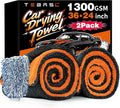 2-Pack Car Drying Towels 24x36 Inch 1300GSM, Twisted Loop Microfiber Cloth for Auto Detailing - Super Absorbent, Lint-Free & Streak-Free for SUV, Truck & Window（Gray-Orange）