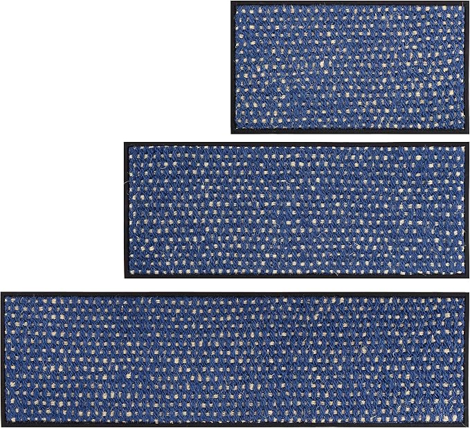 Anji Mountain AMB0BT2F-010 Black Rubber Boot/Shoe Tray with Coir, Fits 2 Pair (24.5" Wide), Blue & Ivory Insert