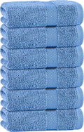White Classic Light Blue Hand Towels for Bathroom [6 Pack] Cotton Hand Towel Bulk for Gym, Kitchen and Spa, 16x27 Inches Soft Highly Absorbent Quick Dry Terry Salon Towels