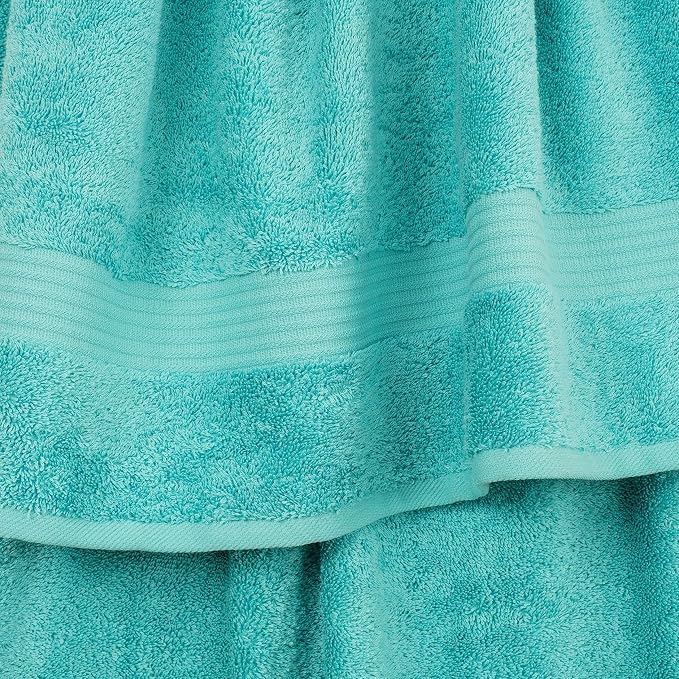 Cotton Paradise 100% Cotton Turkish Towel Set, Soft Absorbent Quick Dry, 4 Piece Washcloth Set, Turquoise Blue