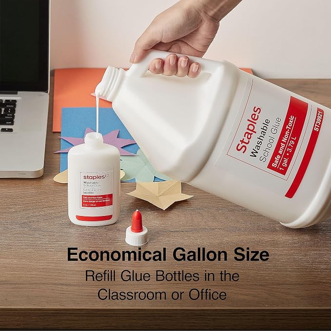 Staples Washable Liquid School Glue, 128 oz., White, 2/Pack