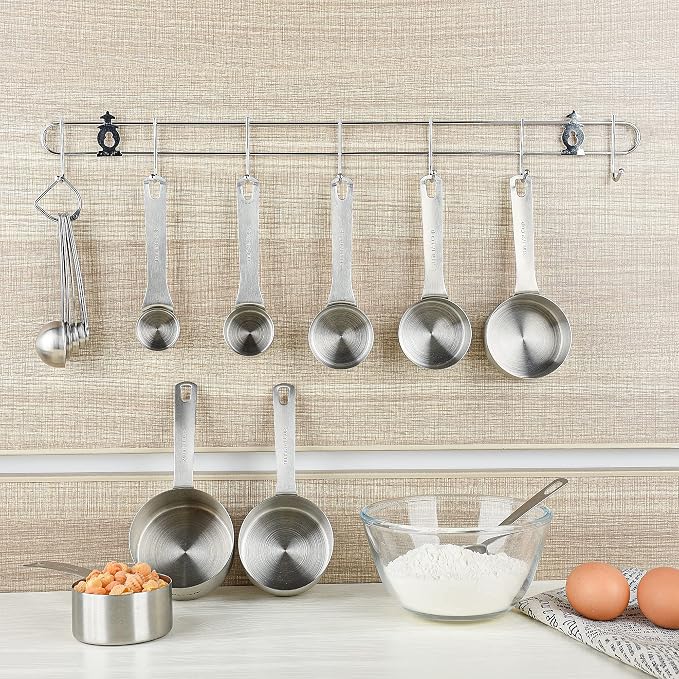 Measuring Cups and Spoons Set, 18/8 Stainless Steel Measuring Cups and Spoons for Kitchen & Baking, Heavy Duty Metric & US 8 Measuring cups, 9 Measuring Spoons Set
