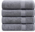 LANE LINEN Bath Sheet Quick Dry 100% Cotton 4 Pack Soft - Cool Grey | Towels For Dorm - Densely Woven, Coordinated Colors, Everyday Durability, OEKO-TEX Certified, Ring-Spun Durability