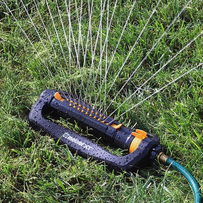 Melnor 65202AMZ CrossStream Turbo Oscillating Sprinkler, 4,000 Sq. Ft. Coverage, TwinTouch Width & Range Control, InfinityDrive™ Turbo Motor, Black, Orange